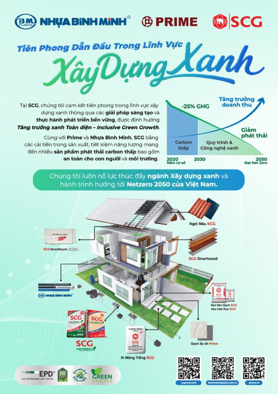 SCG and its partners are driving the green construction movement through sustainable initiatives that reduce carbon emissions, reaffirming their commitment to Vietnam’s Net Zero 2050 goal.